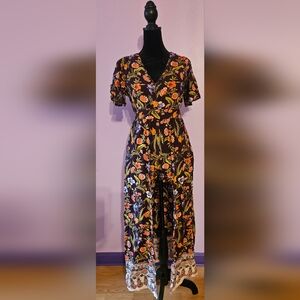 Purple Floral High Low Romper